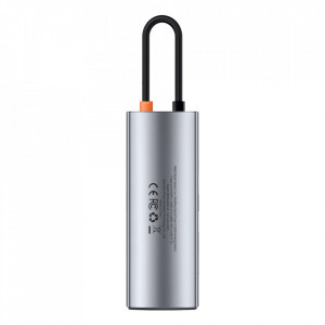 Докинг станция BASEUS Metal Gleam Series 7в1 USB Type C към USB Type C / 2x USB Type A 3.0 / USB Type C Power Delivery / HDMI / четец за SD и Micro SD карти (WKWG020113) сива - Img 8