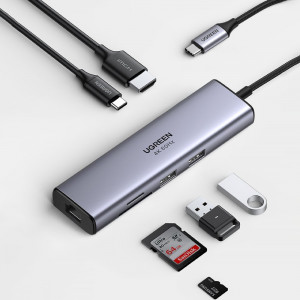 Докинг станция UGREEN 5в1 USB Type C към HDMI 1.4 / 3x USB Type A / USB Type C Power Delivery 100W CM511 сива - Img 2