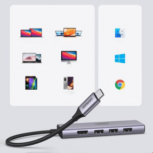 Докинг станция UGREEN USB Type C към 3x USB Type A 3.2 Gen.1 / HDMI 4K 60Hz / четец за SD и Micro SD карти (60383 CM511) сива - Img 6