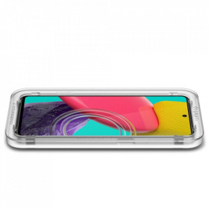 Закален стъклен протектор SPIGEN Align Master FC с инструмент за поставяне - Samsung Galaxy M53 с черна рамка - Img 4