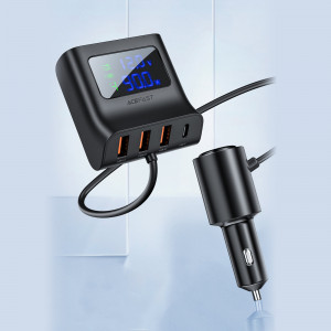Зарядно за кола ACEFAST 90W 3x USB Type A / USB Type C / вход за запалка PPS PD 3.0 QC 3.0 AFC FCP с дисплей (B8) черно - Img 9