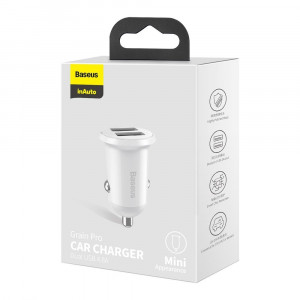 Зарядно за кола BASEUS Grain Pro 4.8A 2x USB Type A (CCALLP-02) бяло - Img 5