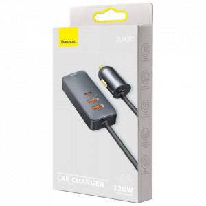 Зарядно за кола BASEUS Share Together 120W USB Type C с удължител за задната седалка 2x USB Type A / USB Type C PPS PD QC (CCBT-A0G) сиво - Img 5