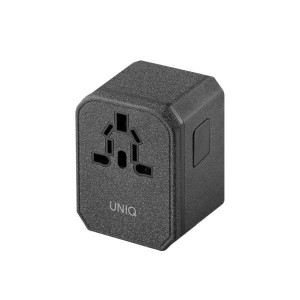 Зарядно за стена (2в1 UK и EU стандарт) UNIQ 33W 2x USB Type A / USB Type C PD18W QC3.0 (LITHOS Collective) сиво - Img 2