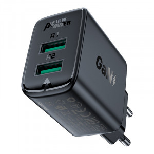 Зарядно за стена ACEFAST 18W 2x USB Type A QC3.0 AFC FCP (A33) черно - Img 1