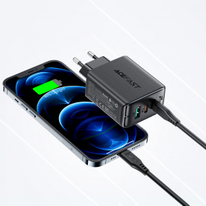 Зарядно за стена ACEFAST 2в1 65W USB Type A / 2x USB Type C PD QC3.0 AFC FCP + кабел USB Type C към USB Type C (A13) черно - Img 12