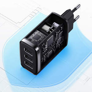 Зарядно за стена BASEUS 17W 3x USB Type A EU бяло - Img 12