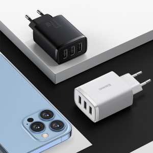 Зарядно за стена BASEUS 17W 3x USB Type A EU бяло - Img 17