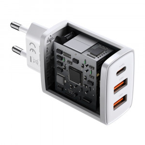 Зарядно за стена BASEUS 30W 3A 2x USB Type A / USB Type C PD QC (CCXJ-E02) бяло - Img 7