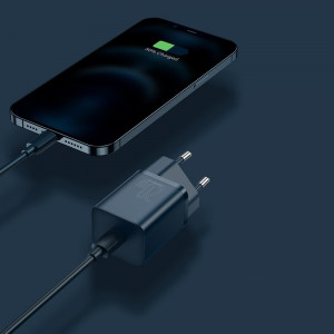 Зарядно за стена BASEUS Super Si 1C 20W USB Type C PD + кабел USB Type C към Lightning кабел 1m (TZCCSUP-B03) синьо - Img 13
