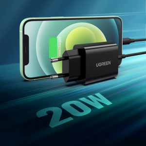 Зарядно за стена UGREEN 20W USB Type C PD (10191) черно - Img 2