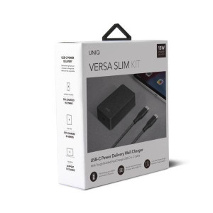 Зарядно за стена UNIQ Versa Slim 18W USB Type C PD + кабел USB Type C към USB Type C (LITHOS Collective) черно - Img 5