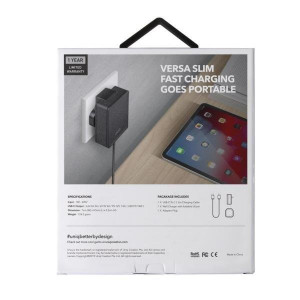 Зарядно за стена UNIQ Versa Slim 18W USB Type C PD + кабел USB Type C към USB Type C (LITHOS Collective) черно - Img 11