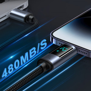 Кабел за зареждане и данни с дисплей и оплетка JOYROOM USB Type A към Lightning 2.4A 1.2m S-AL012A16 черен - Img 4