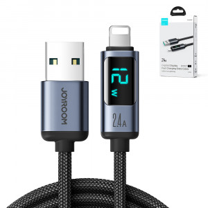 Кабел за зареждане и данни с дисплей и оплетка JOYROOM USB Type A към Lightning 2.4A 1.2m S-AL012A16 черен - Img 14