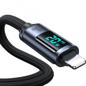 Кабел за зареждане и данни с дисплей и оплетка JOYROOM USB Type C към Lightning 20W 1.2m S-CL020A16 черен - Img 11