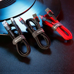 Кабел за зареждане и данни с оплетка BASEUS Cafule USB Type A към USB Type C 3A 1m (CATKLF-B09) червен - Img 10
