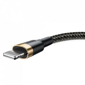 Кабел за зареждане и данни с оплетка BASEUS Cafule USB Type A към Lightning с бързо зареждане 3.0 2A 3m (CALKLF-RV1) черен / златен - Img 4