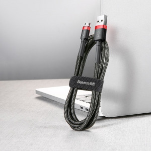 Кабел за зареждане и данни с оплетка BASEUS Cafule USB Type A към micro USB 2A 3m черен / червен (CAMKLF-H91) - Img 8