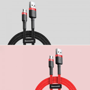 Кабел за зареждане и данни с оплетка BASEUS Cafule USB Type A към micro USB 2A 3m черен / червен (CAMKLF-H91) - Img 18