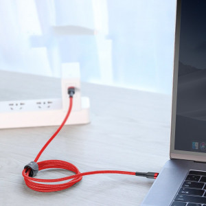 Кабел за зареждане и данни с оплетка BASEUS Cafule USB Type C към USB Type C Power Delivery 2.0 60W 20V 3A с бързо зареждане 3.0 1m черен / червен (CATKLF-G91) - Img 9