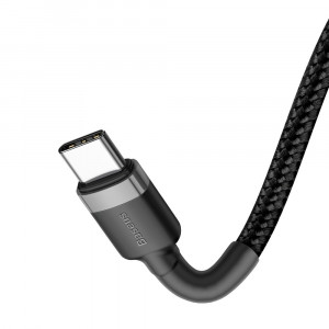Кабел за зареждане и данни с оплетка BASEUS Cafule USB Type C към USB Type C Power Delivery 2.0 60W 20V 3A с бързо зареждане 3.0 2m черен / сив (CATKLF-HG1) - Img 6