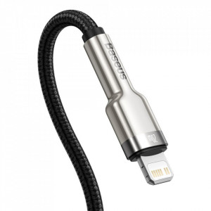 Кабел за зареждане и данни с оплетка BASEUS Cafule USB Type C към Lightning Power Delivery 20W 1m (CATLJK-A01) черен - Img 4