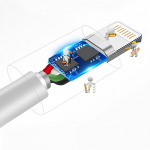 Кабел за зареждане и данни с оплетка DUDAO USB Type A към Lightning 3A 1m (L1L) бял - Img 5