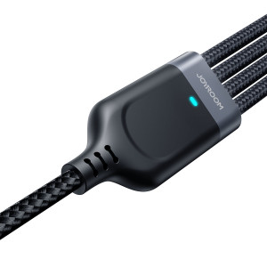 Кабел за зареждане и данни с оплетка JOYROOM 4in1 USB Type A към USB Type C / 2x Lightning / Micro USB 1.2m S-1T4018A18 черен - Img 2