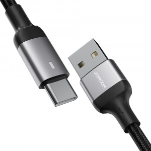 Кабел за зареждане и данни с оплетка JOYROOM A10 USB Type A към USB Type C 3A с бързо зареждане 1.2m черен (S-UC027A10) - Img 3