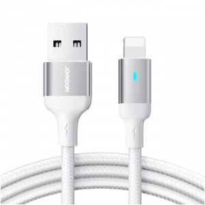 Кабел за зареждане и данни с оплетка JOYROOM A10 USB Type A към Lightning 2.4A 1.2m бял (S-UL012A10) - Img 1