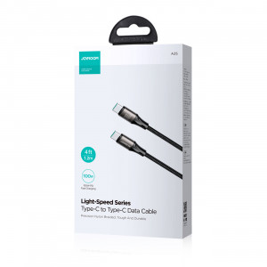 Кабел за зареждане и данни с оплетка JOYROOM Light-Speed SA25-CC5 100W USB Type C към USB Type C 1.2m черен - Img 5