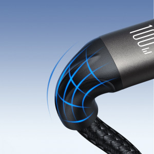 Кабел за зареждане и данни с оплетка JOYROOM Light-Speed SA25-CC5 100W USB Type C към USB Type C 1.2m черен - Img 14
