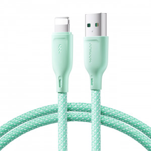 Кабел за зареждане и данни с оплетка JOYROOM Multi-Color SA34-AL3 USB Type A към Lightning 3A 1m зелен - Img 2