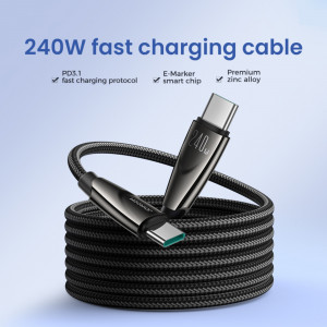 Кабел за зареждане и данни с оплетка JOYROOM Pioneer SA31-CC5 USB Type C към USB Type C 240W 1.2m черен - Img 14