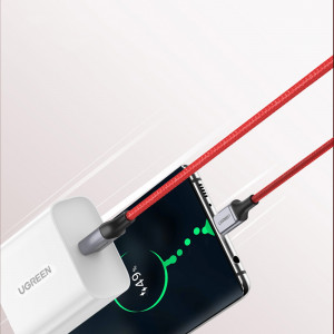 Кабел за зареждане и данни с оплетка UGREEN US294 USB Type C 2.0 към USB Type C 2.0 3A 1m червен - Img 5