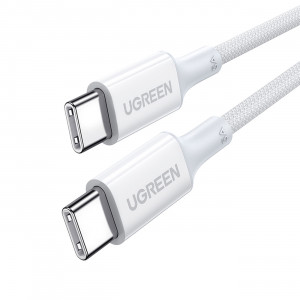 Кабел за зареждане и данни с оплетка UGREEN US557 USB Type C към USB Type C Power Delivery 100W 1m бял - Img 1