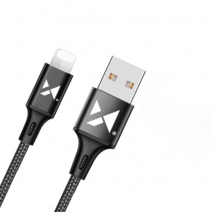 Кабел за зареждане и данни с оплетка WOZINSKY USB Type A към Lightning 2.4A 1m черен (WUC-L1B) - Img 2