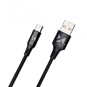 Кабел за зареждане и данни с оплетка WOZINSKY USB Type A към micro USB 2.4A 1m черен (WUC-M1B) - Img 2