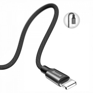 Кабел за зареждане и данни с текстилна оплетка BASEUS Yiven USB Type A към Lightning 1.8m (CALYW-A01) черен - Img 9