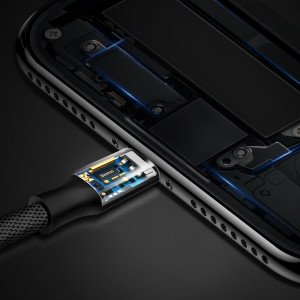 Кабел за зареждане и данни с текстилна оплетка BASEUS Yiven USB Type A към Lightning 1.8m (CALYW-A01) черен - Img 13