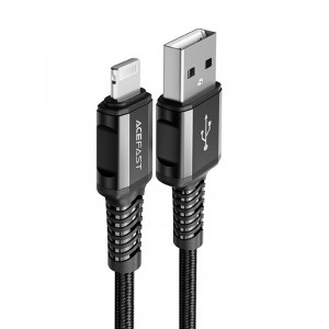 Кабел за зареждане и данни ACEFAST MFI USB Type A към Lightning 1.2m 2.4A черен (C1-02 черен) - Img 1