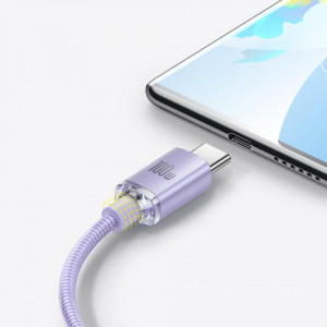 Кабел за зареждане и данни BASEUS Crystal Shine USB Type A към USB Type C с бързо зареждане 100W 1.2m (CAJY000405) лилав - Img 8