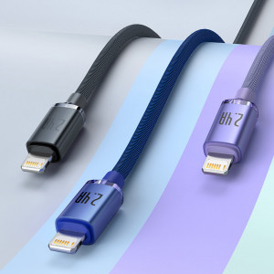 Кабел за зареждане и данни BASEUS Crystal Shine USB Type A към Lightning с бързо зареждане 2.4A 1.2m (CAJY000001) черен - Img 18