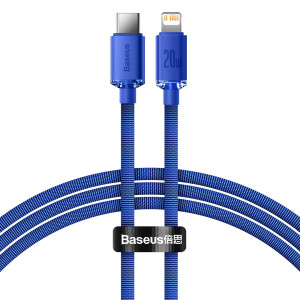 Кабел за зареждане и данни BASEUS Crystal Shine USB Type C към Lightning с бързо зареждане 20W 1.2m син (CAJY000203) - Img 1