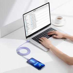Кабел за зареждане и данни BASEUS Crystal Shine USB Type C към Lightning с бързо зареждане 20W 2m лилав (CAJY000305) - Img 9