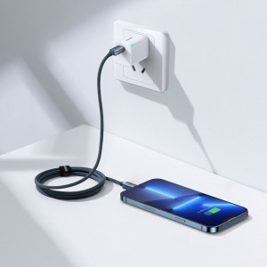 Кабел за зареждане и данни BASEUS Crystal Shine USB Type C към Lightning с бързо зареждане 20W 1.2m черен (CAJY000201) - Img 10