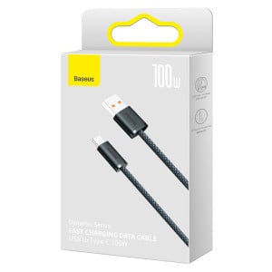Кабел за зареждане и данни BASEUS Dynamic USB Type A към USB Type C 100W 1m сив (CALD000616) - Img 5