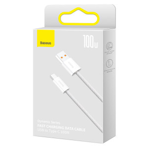 Кабел за зареждане и данни BASEUS Dynamic USB Type C към Lightning 100W 2m бял (CALD000702) - Img 5