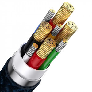 Кабел за зареждане и данни BASEUS Flash II USB Type C / USB Type A към Lightning / USB Type C / micro USB 100W 1.2m (CASS030103) син - Img 6